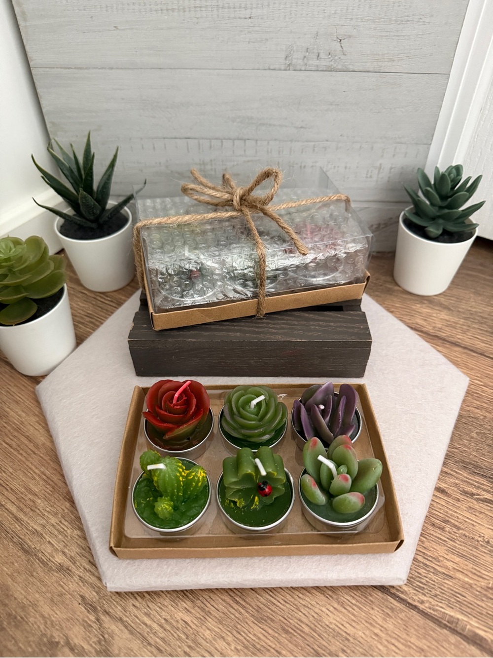 Cactus & Succulent Decorative Tea Lights – Handmade